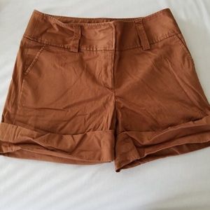 Caramel colored high waist shorts
